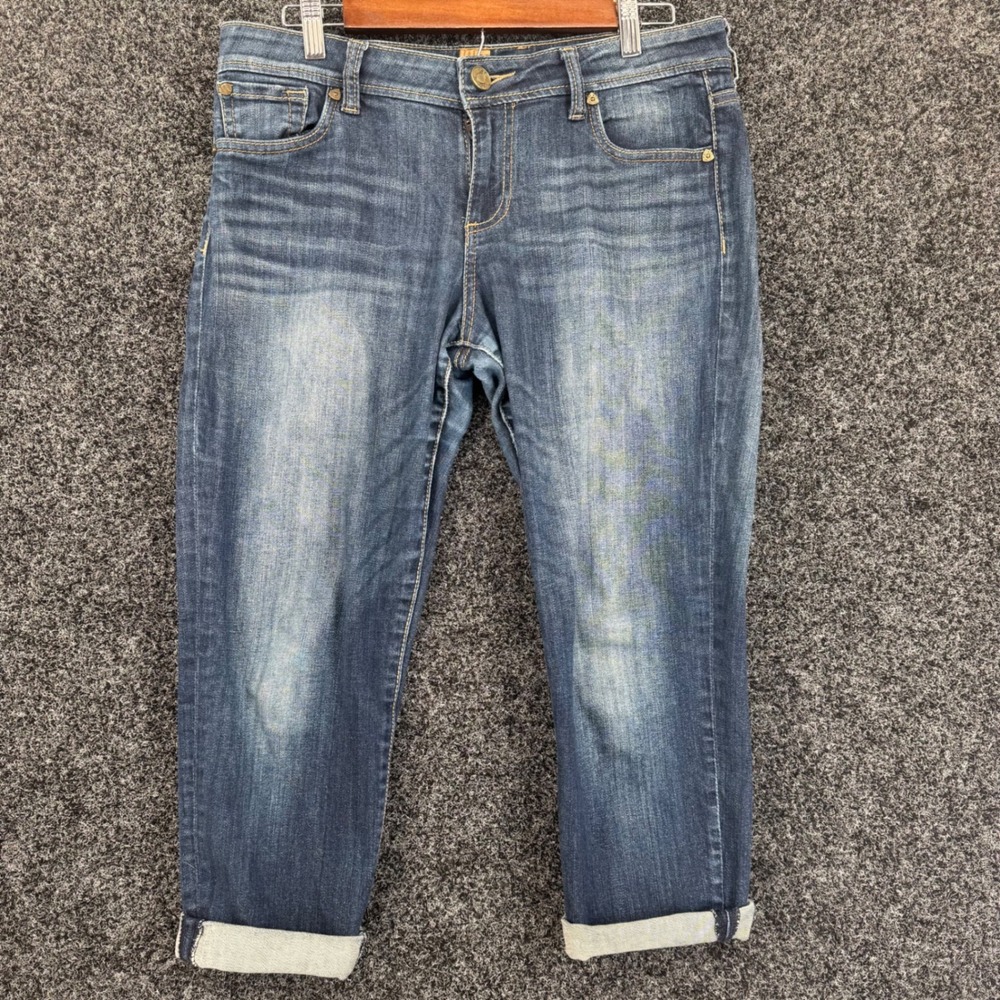 Kut from the Kloth Angie Cropped Skinny Boyfriend Jeans Medium Wash Blue Size 8